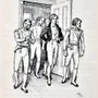 A pen-and-ink illustration from Pride and Prejudice